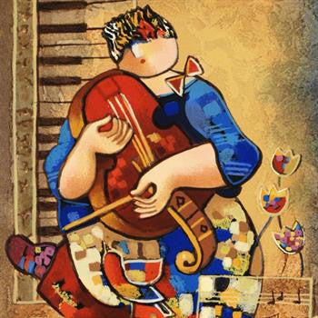 Precious Violin Dorit Levi Artist Proof Serigraph Artist Hand Signed and EA Numbered
