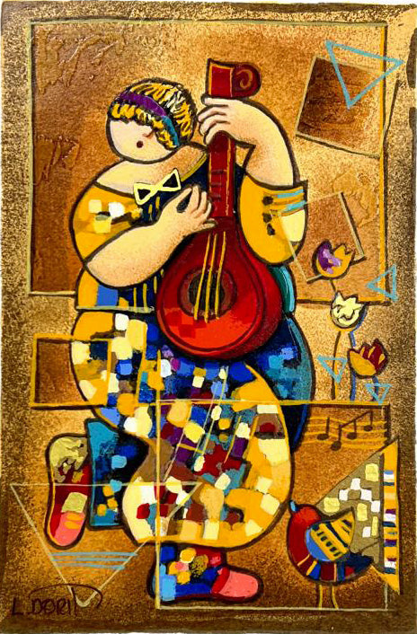 Banjo Song Dorit Levi Serigraph Print Artist Hand Signed-Numbered