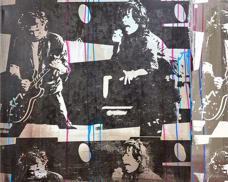 The Rolling Stones Gail Rodgers Hand Pulled Acrylic Silkscreen Painting Artist Hand Signed and Gallery Wrapped