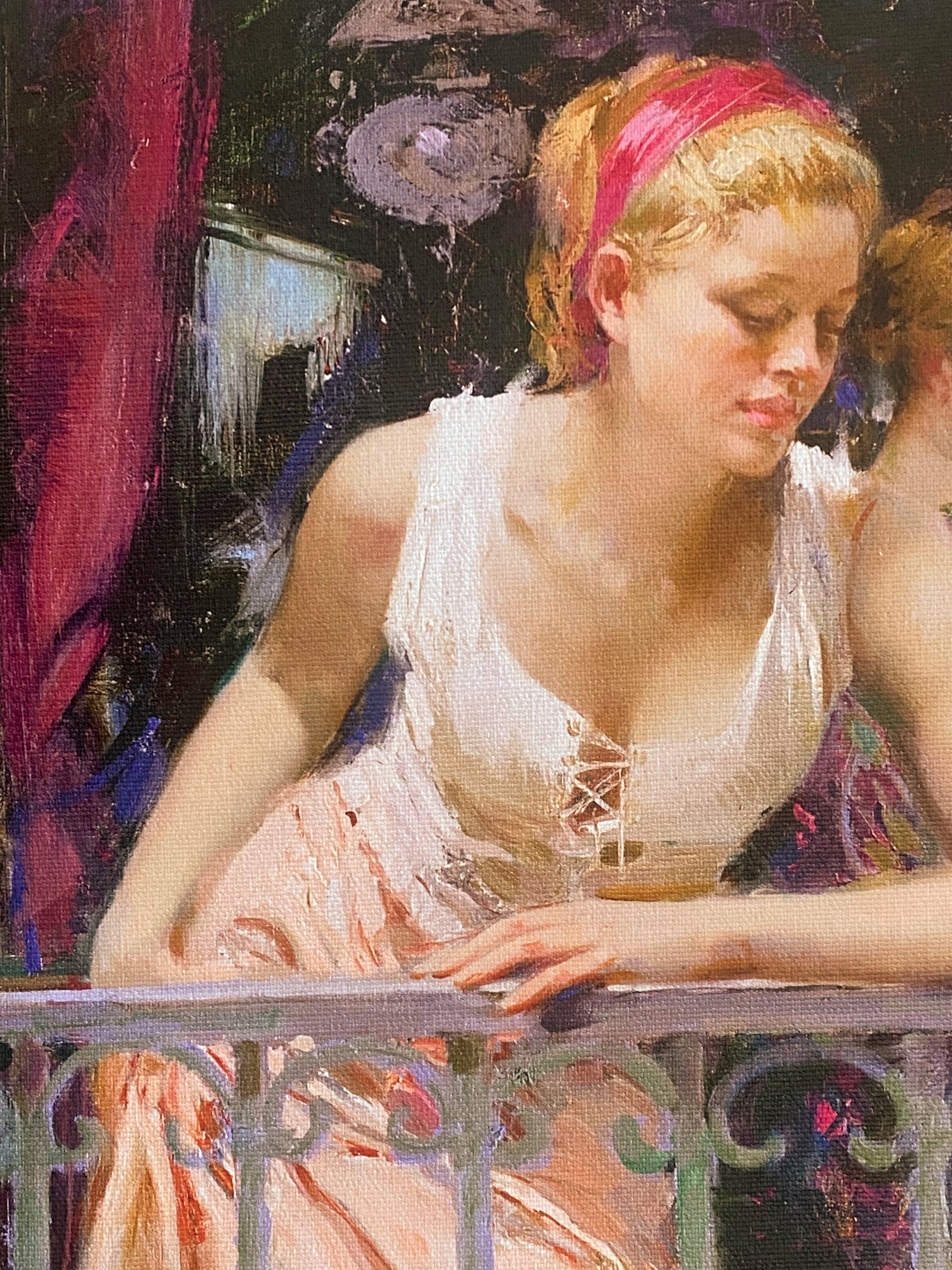 At the Balcony Pino Daeni Giclée on Canvas Artist Hand Signed and Numbered