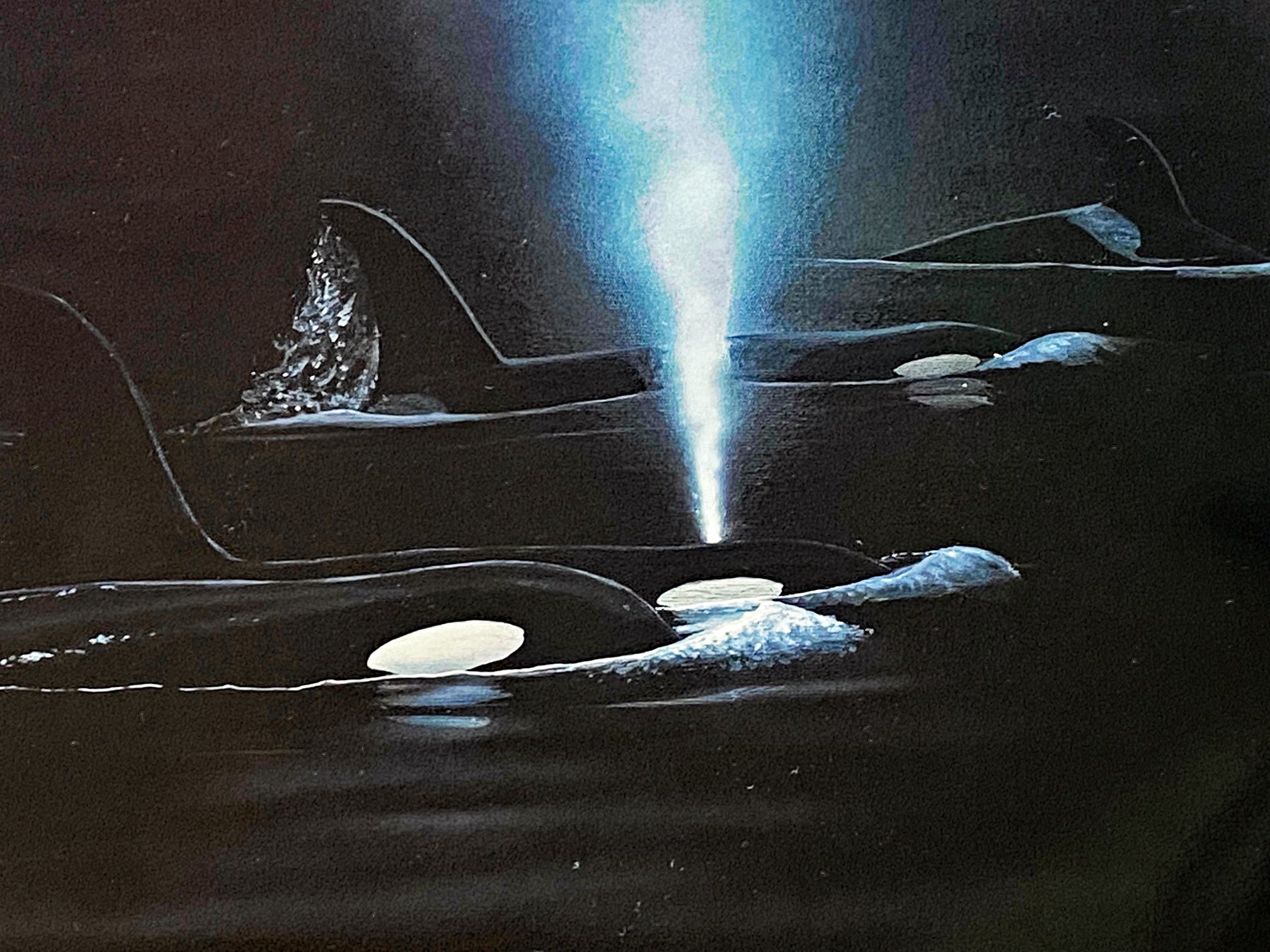 Orcas Starry Night Wyland Lithograph Print Artist Hand Signed and Numbered