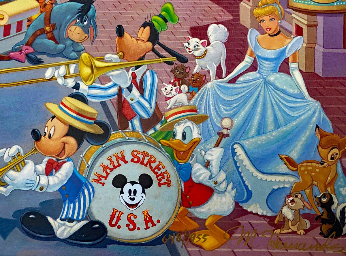 Happiest Street On Earth Manuel Hernandez Mixed Media Print Artist Hand Signed and Numbered