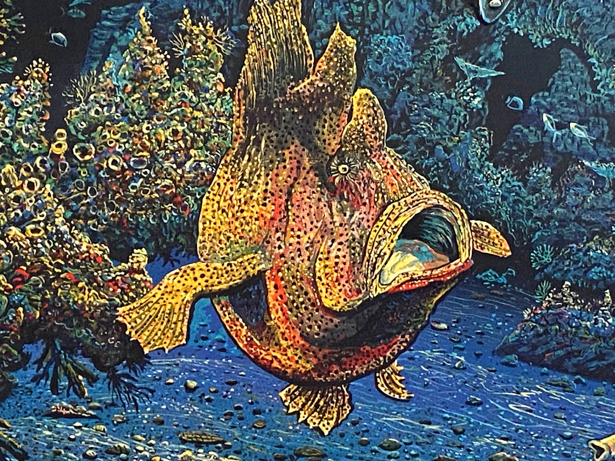 An Underwater Congress Robert Lyn Nelson Mixed Media Print Artist Hand Signed and Numbered