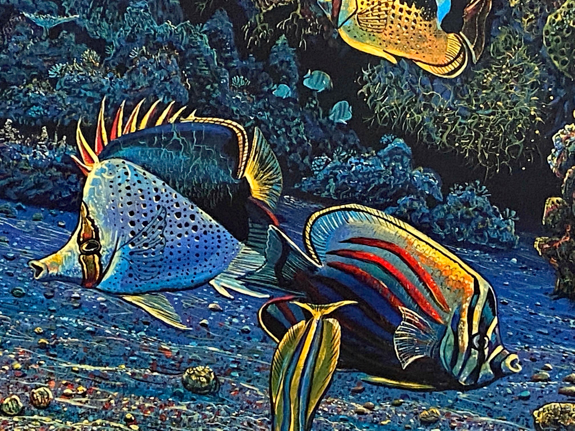An Underwater Congress Robert Lyn Nelson Mixed Media Print Artist Hand Signed and Numbered
