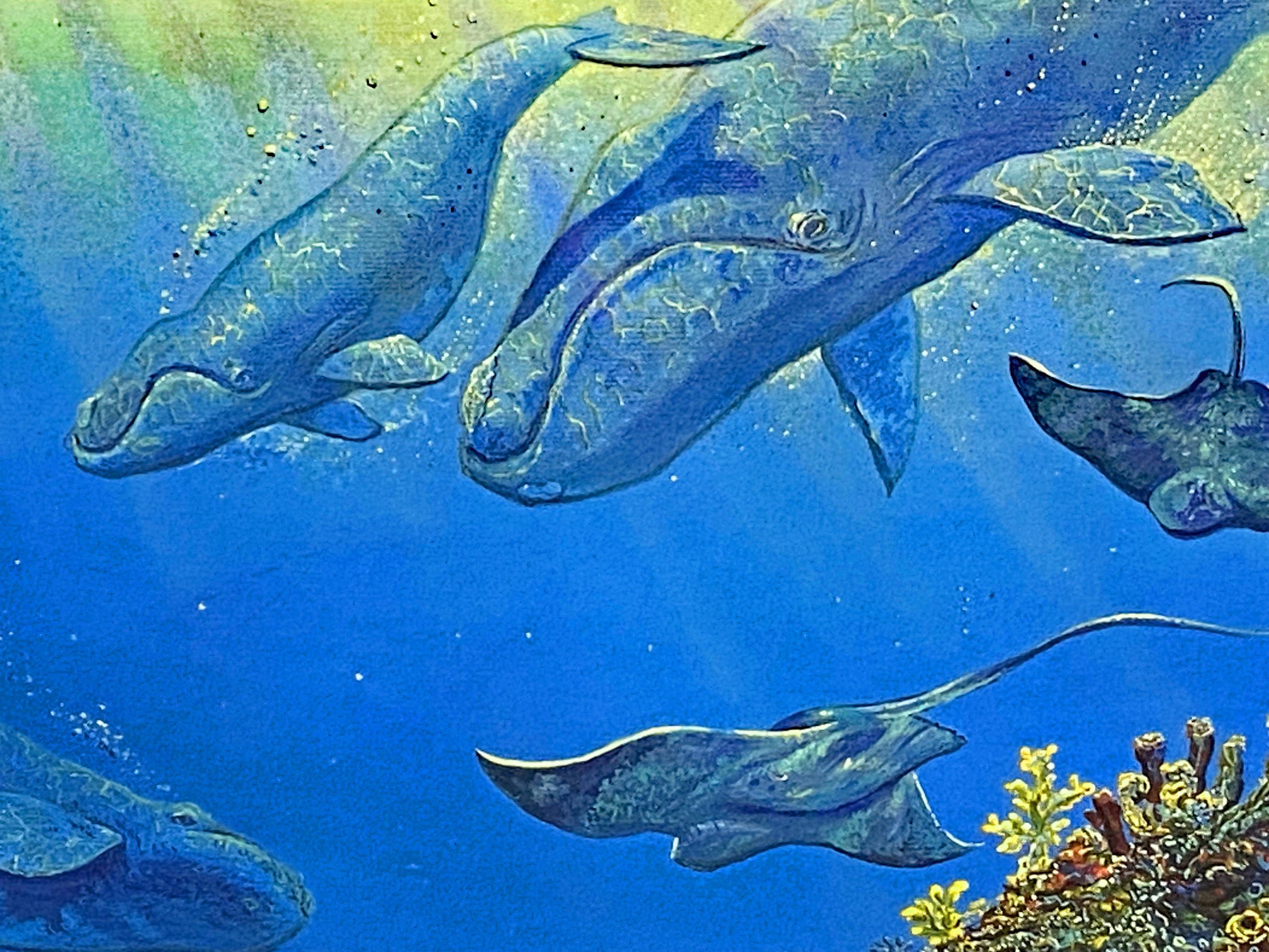 An Underwater Congress Robert Lyn Nelson Mixed Media Print Artist Hand Signed and Numbered