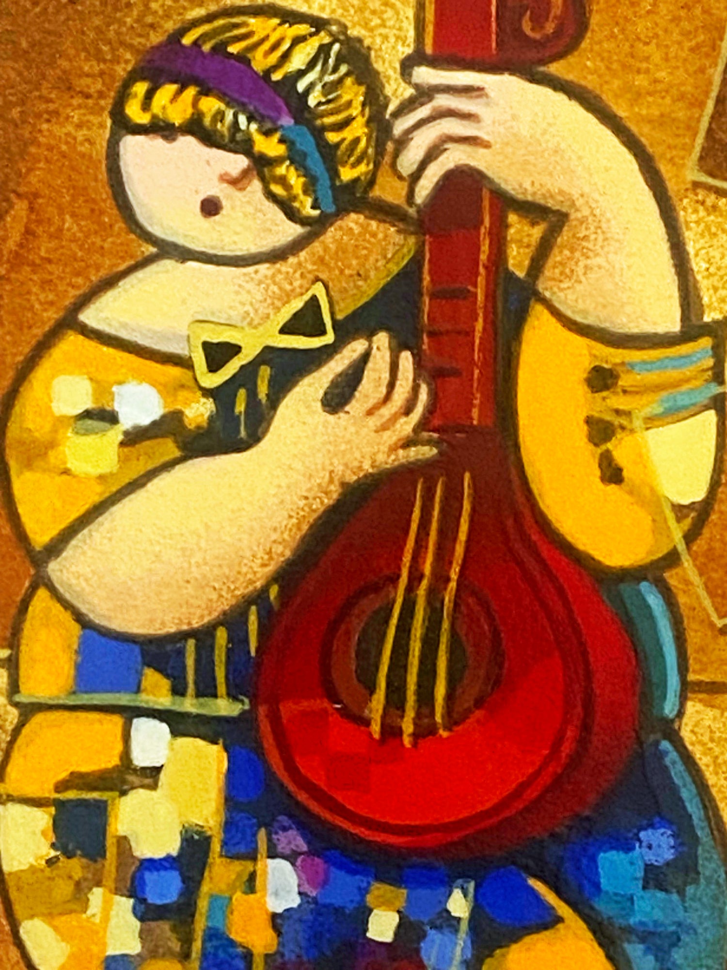 Banjo Song Dorit Levi Serigraph Print Artist Hand Signed-Numbered