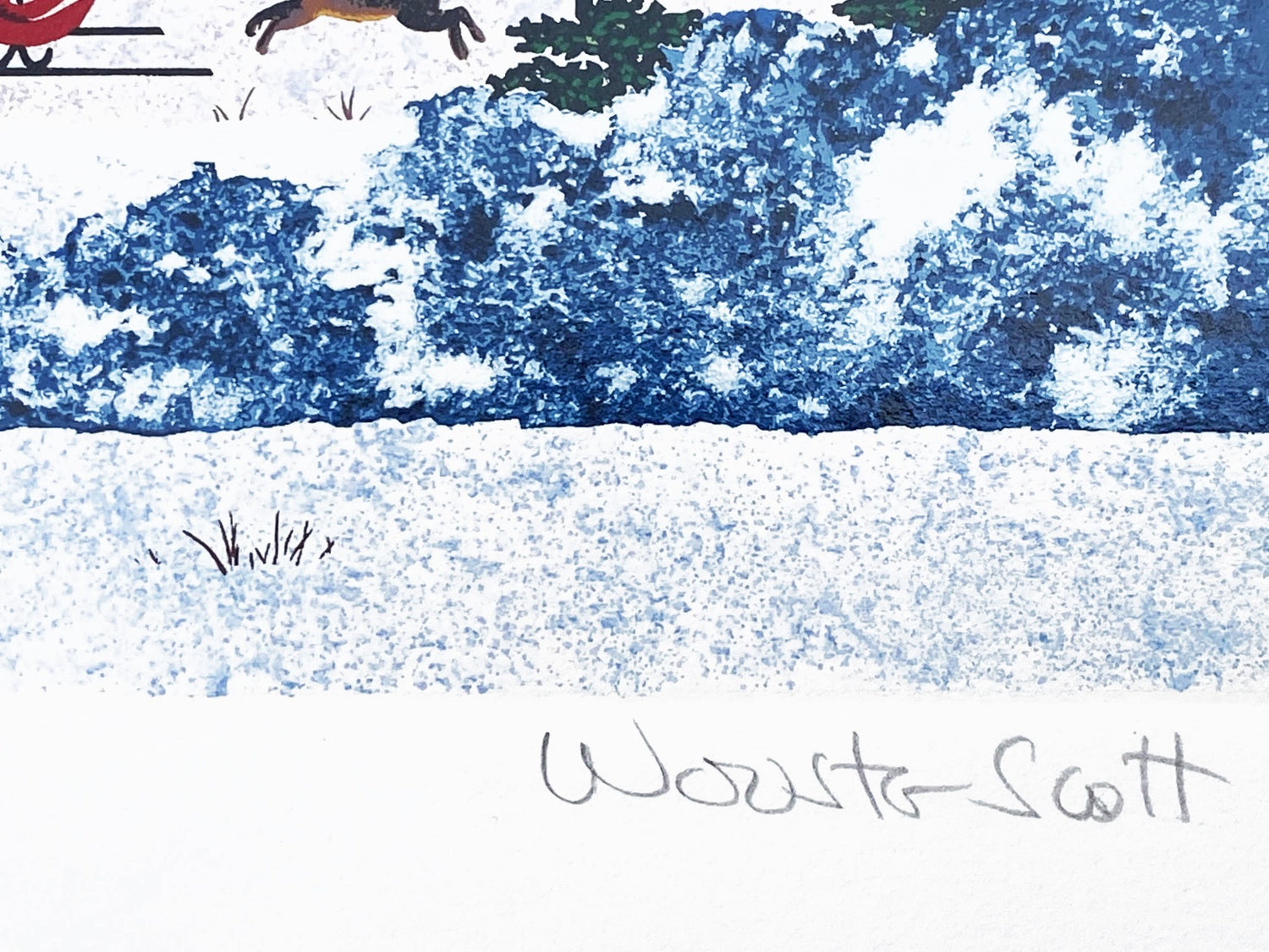 Holiday Sleigh Ride Jane Wooster Scott Serigraph Print Artist Hand Signed and Numbered