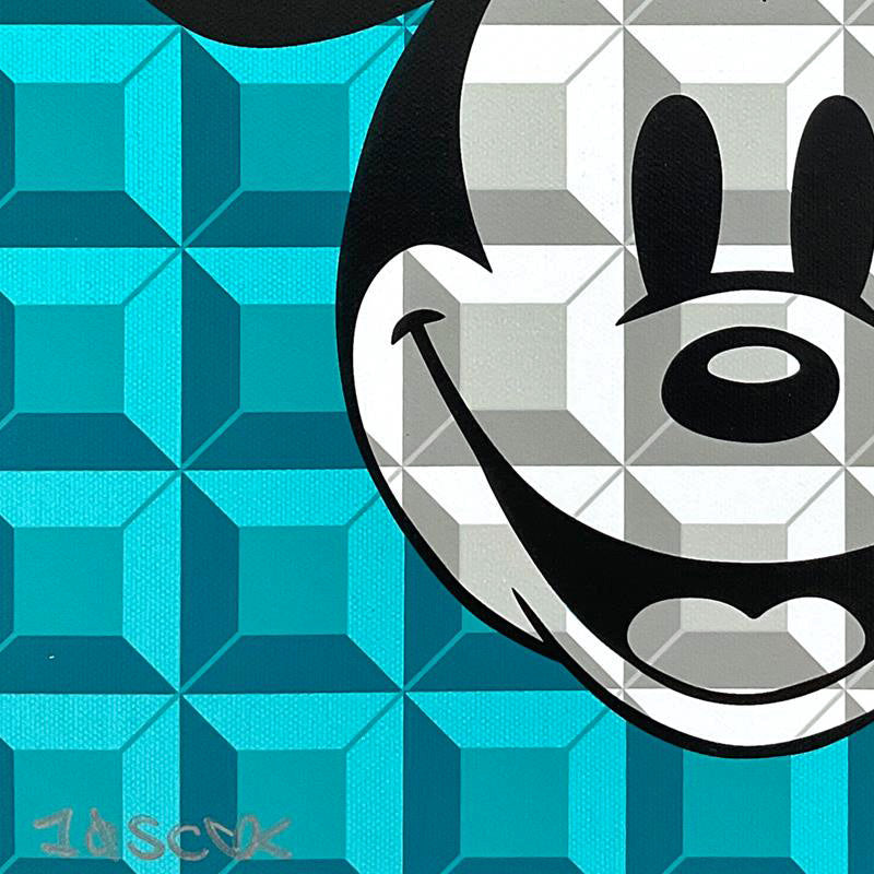 Aqua 8-Bit Mickey Tennessee Loveless Gallery Wrapped Canvas Giclée Print Numbered and Hand Signed