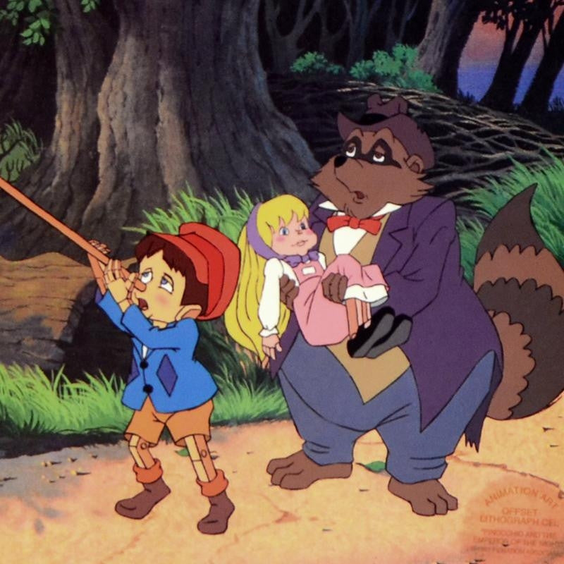 Pinocchio Skalaway Raccoon Twinkle Filmation Associates Offset Lithograph Print Numbered and Framed