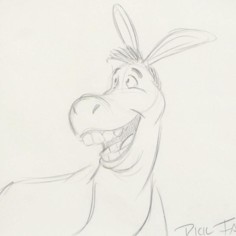 Rick Farmiloe The Talking Donkey Original Pencil Sketch Artist Hand Signed and Framed