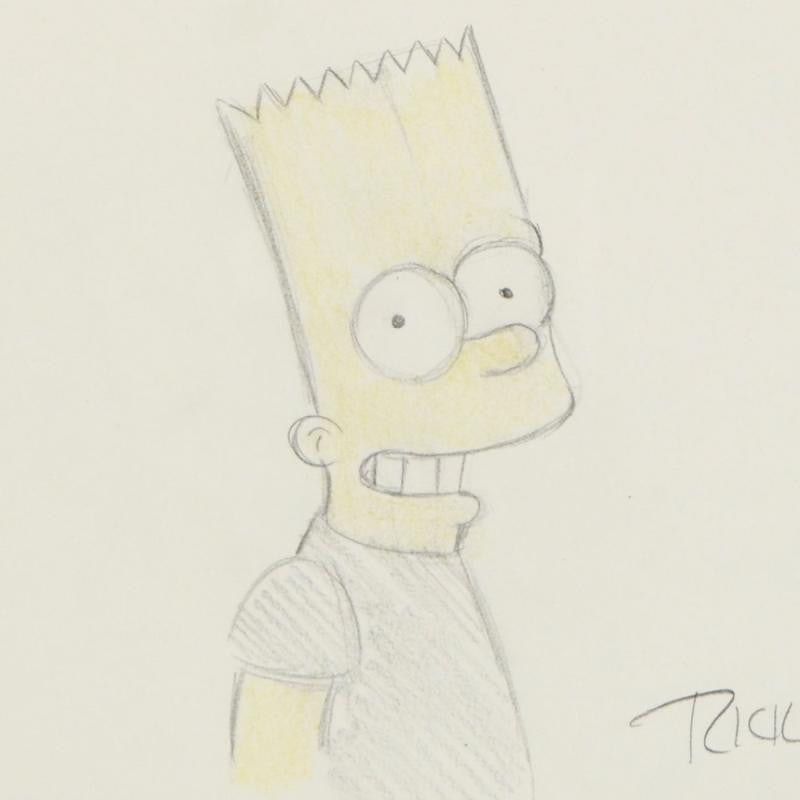 Bart Simpson Bart Simpson Original Color Pencil Sketch Artist Hand Signed and Framed