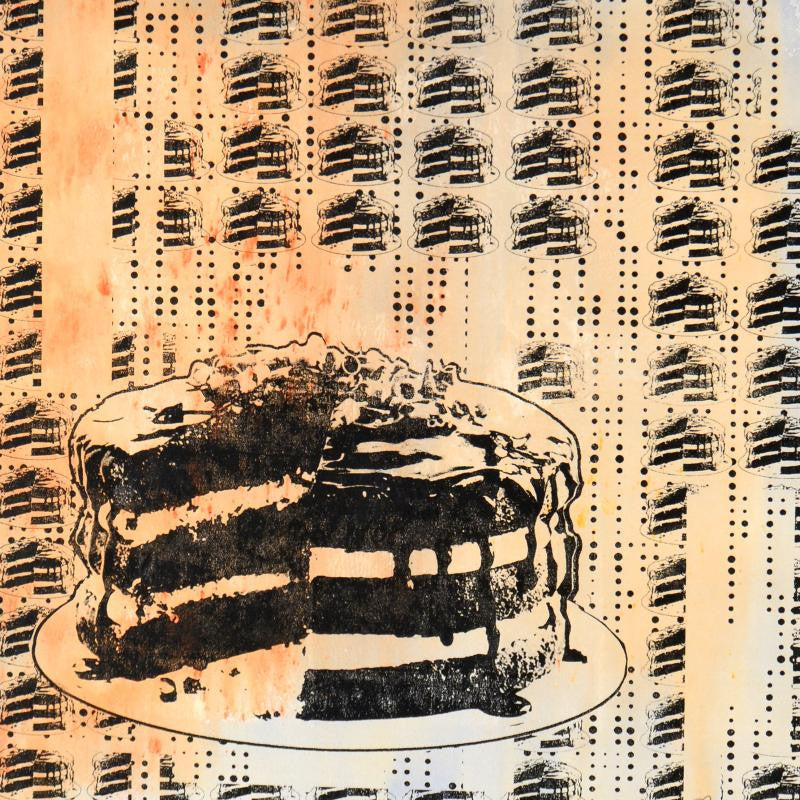 Cake Gail Rodgers Acrylic Silkscreen Canvas Painting Artist Hand Signed
