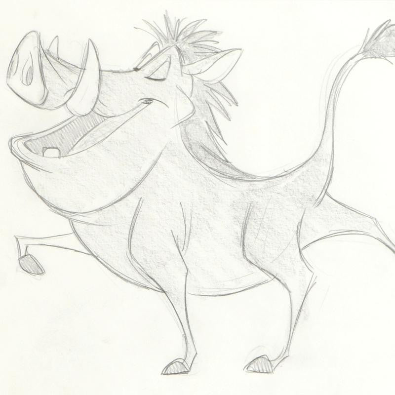 Pumba Rick Farmiloe Original Pencil Sketch on Paper Artist Hand Signed Framed