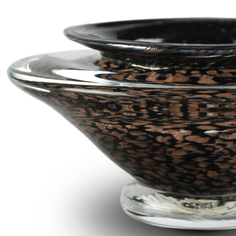 Ikebana Flower Bowl GartnerBlade Hand Blown Glass Sculpture Artists Stephen Gatner and Danielle Blade Hand Signed