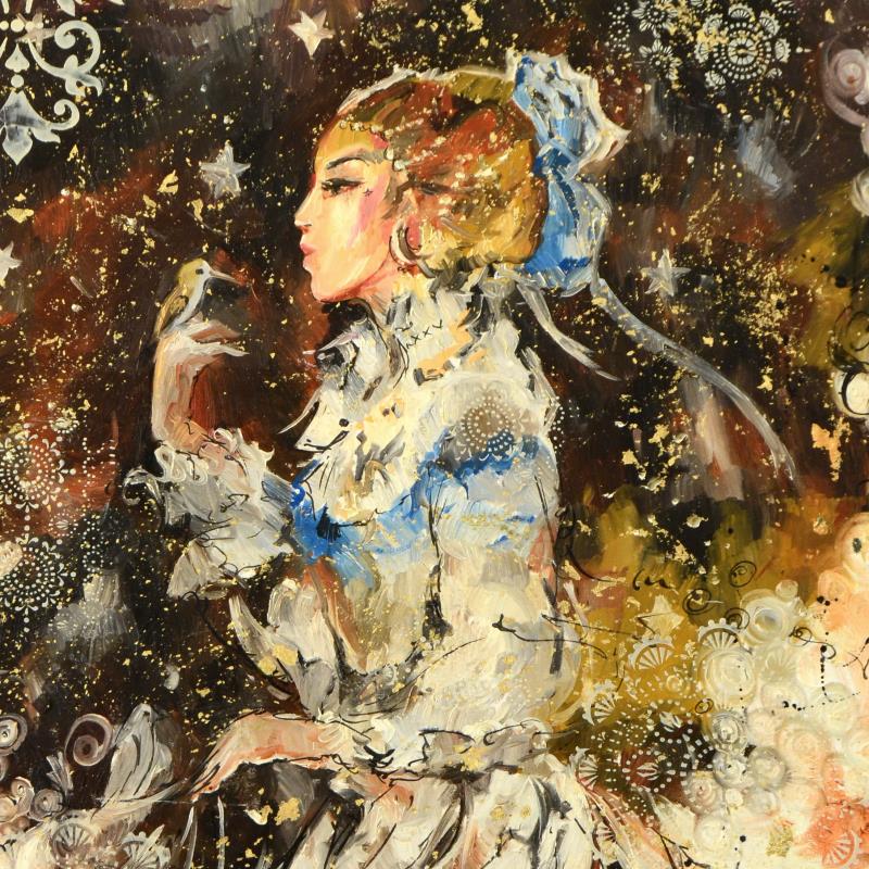 White Dress Marta Wiley Original Oil Painting on Canvas Artist Hand Signed and Thumb Printed