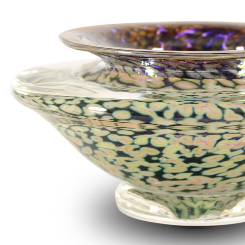 Ikebana Flower Bowl GartnerBlade Hand Blown Glass Sculpture Artists Stephen Gatner and Danielle Blade Hand Signed