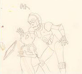 C3PO & Waiter Filmation Associates Diptych with Original Production Drawing on Paper and Hand Painted Production Animation Cel Framed