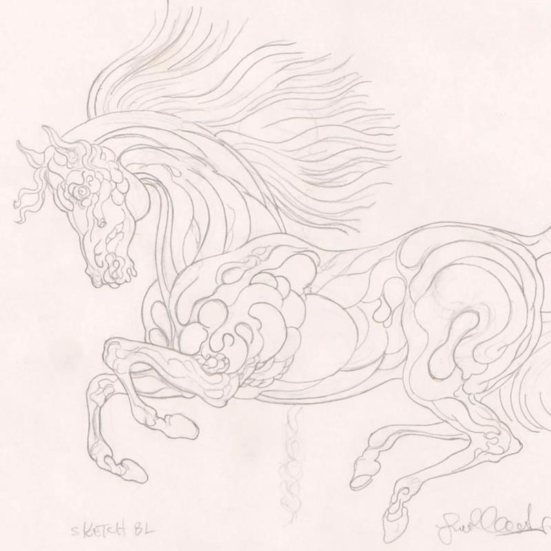 BL Sketch Guillaume Azoulay Original Pencil Drawing Artist Hand Signed and Framed