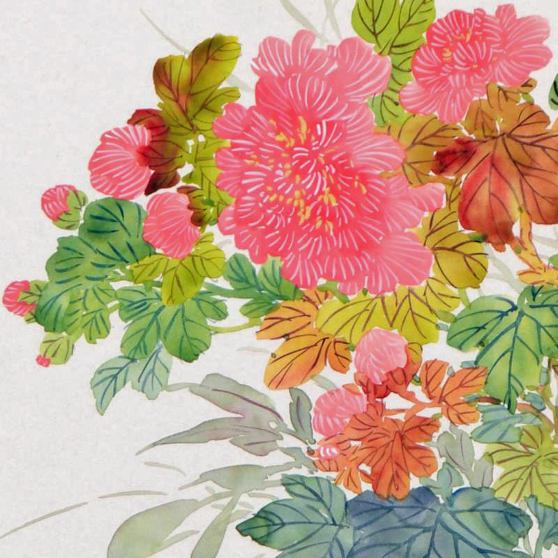 Floral Caroline Young Original Gouache Painting Artist Hand Signed and Custom Framed