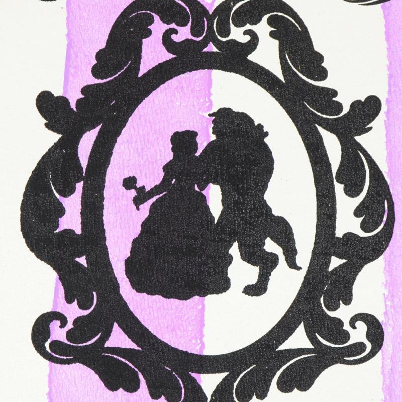 Beauty and the Beast Gail Rodgers Acrylic Silkscreen Painting on Canvas from her Mirror Mirror Series Artist Hand Signed