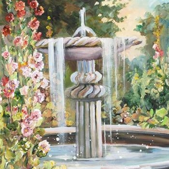 Backyard Shangri-La Rebecca Hardin Original Acrylic Painting on Canvas Artist Hand Signed