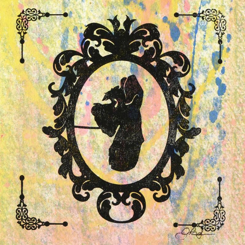 Lady and the Tramp Gail Rodgers Acrylic Silkscreen Painting on Canvas from her Mirror Mirror Series Artist Hand Signed