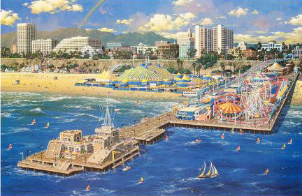 Santa Monica Alexander Chen Offset Lithograph Print Artist Hand Signed and Numbered