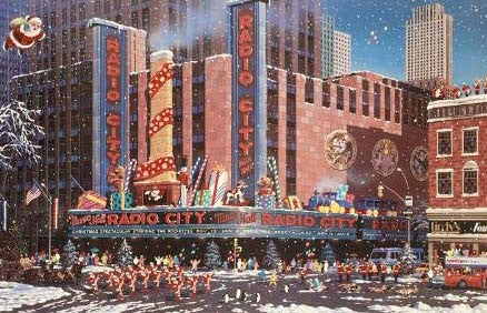 Santa Comes to New York Alexander Chen Mixed Media Print Artist Hand Signed and Numbered