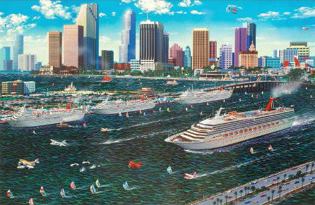 Miami Cruising Alexander Chen Mixed Media Print Artist Hand Signed and Numbered
