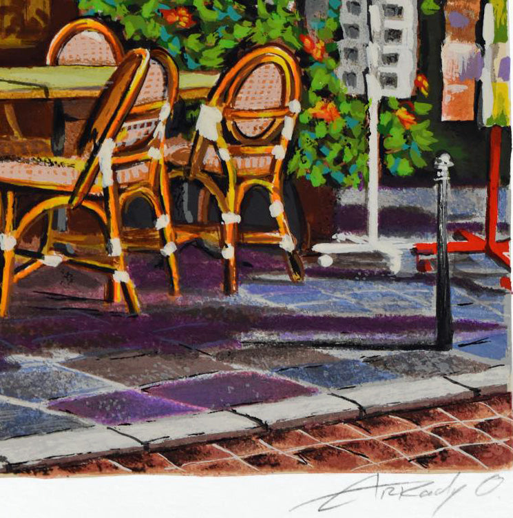 Le Vieux Bistro Arkady Ostritsky Serigraph Artist Hand Signed and Numbered