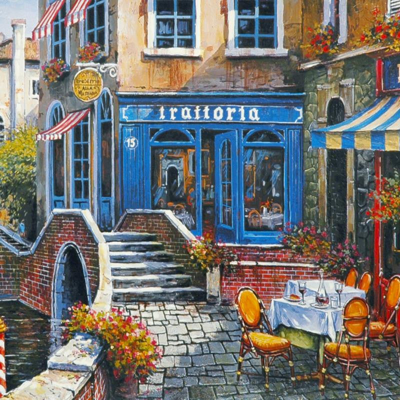 Outdoor Cafe Anatoly Metlan Printers Proof Lithograph Print Artist Hand Signed and PP Numbered