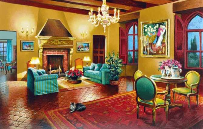 Homage to Chagall Anatoly Metlan Serigraph Print Artist Hand Signed and Numbered