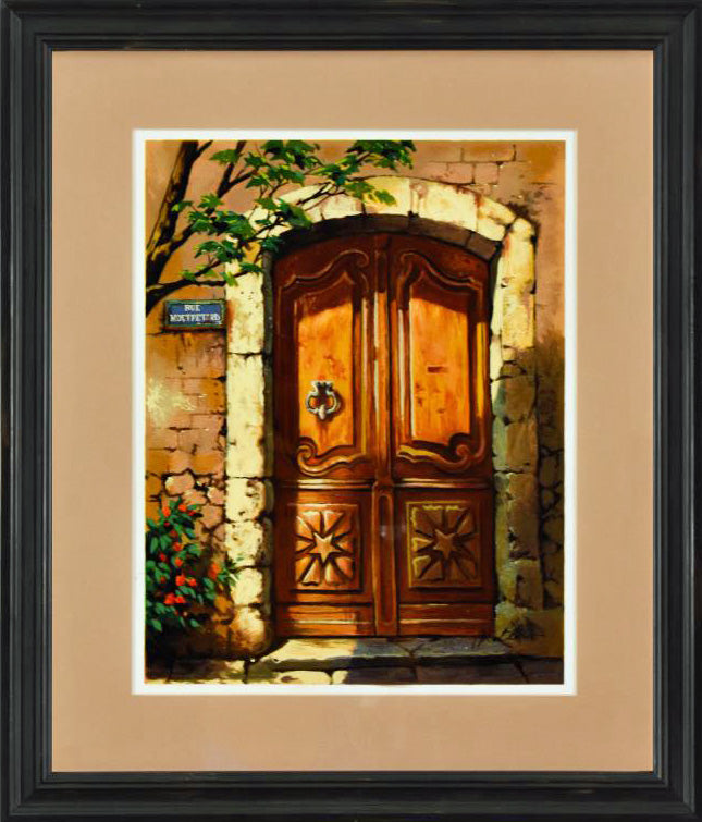 Rue Mouffetard Anatoly Metlan Lithograph Print Artist Hand Signed, Numbered and Framed