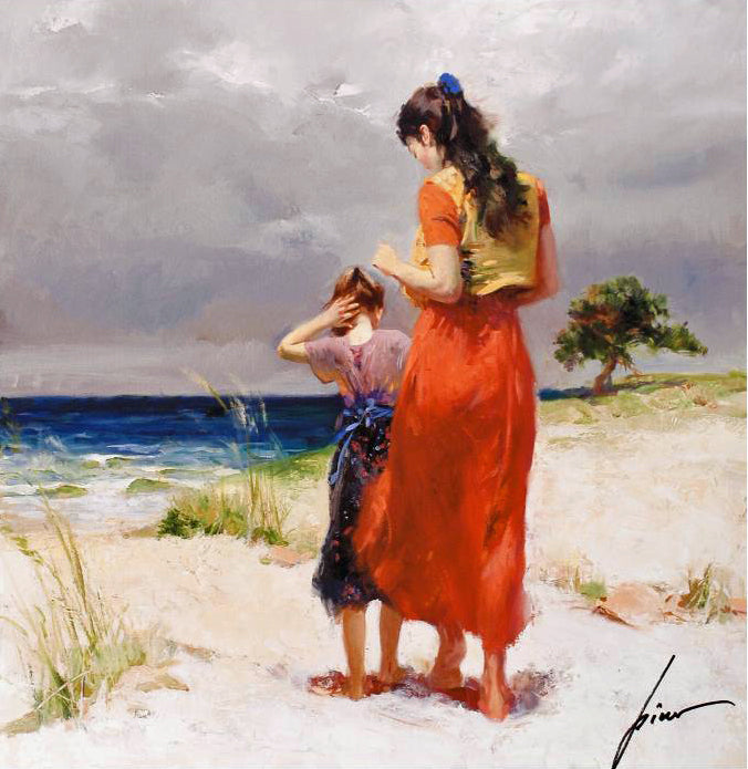 Beachwalk Pino Daeni Canvas Giclée Print Artist Hand Signed and Numbered