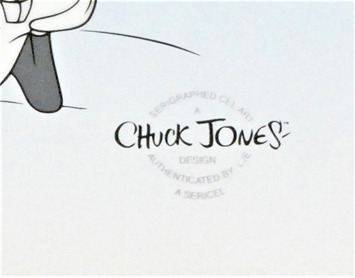 Bugs Bunny Lying Down Chuck Jones Sericel Stamp Signed with a Full Color Lithograph Background