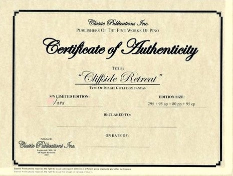 Cliffside Retreat Pino Daeni Giclée Print Artist Hand Signed and Numbered