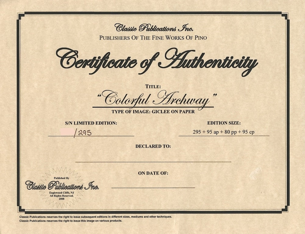 Colorful Archway Pino Daeni Fine Art Giclée Print Artist Hand Signed and Numbered