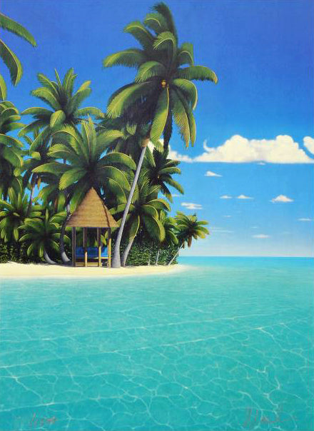 The Cabana Dan Mackin Lithograph Print Artist Hand Signed and Numbered