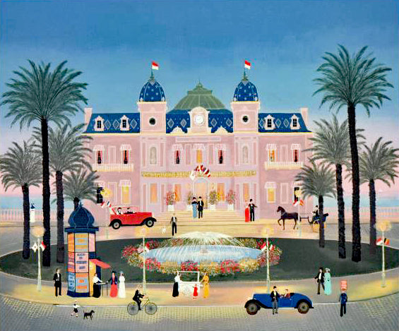 House with Fountain Fabienne Delacroix Lithograph Print Artist Hand Signed and Numbered