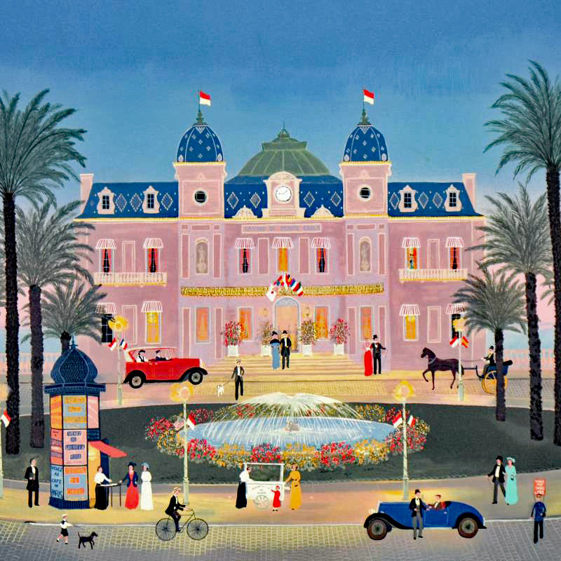 House with Fountain Fabienne Delacroix Lithograph Print Artist Hand Signed and Numbered