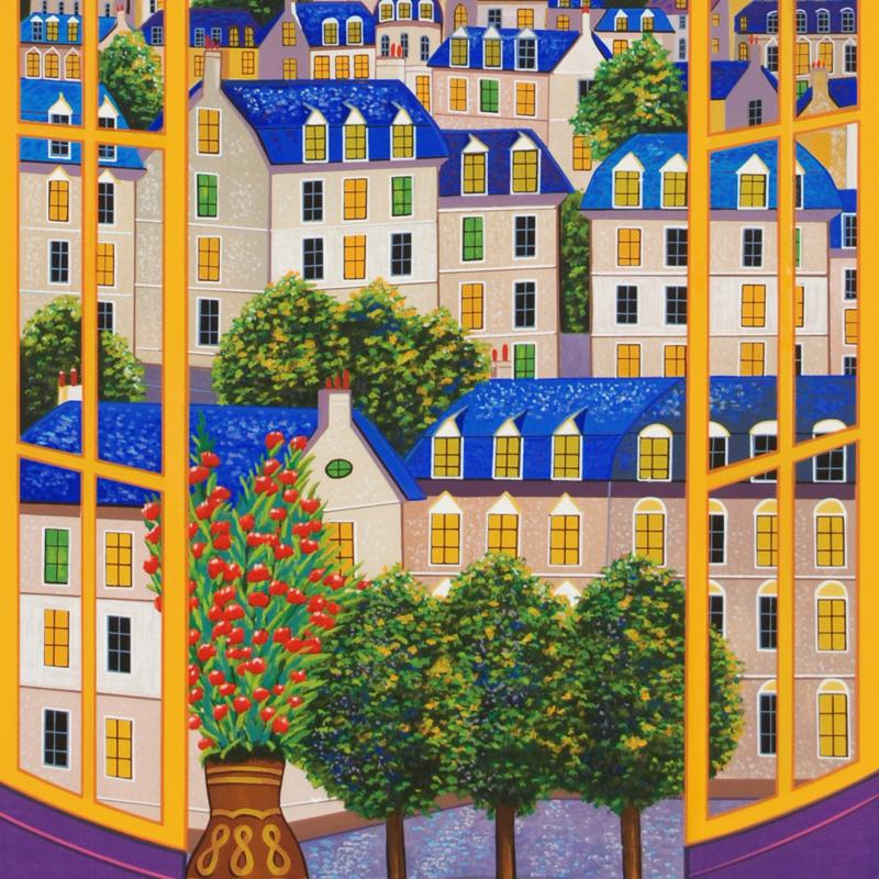 Windows On Paris Fanch Ledan Serigraph Print Artist Hand Signed and Numbered