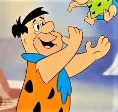 Fred Tossing Pebbles Hanna Barbera Animation Art Sericel and Full Color Lithograph Background Framed