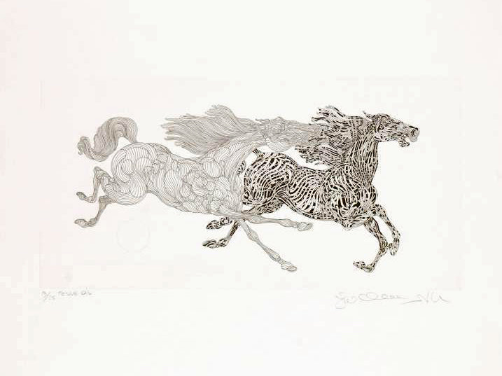 Tennue Black Guillaume Azoulay Etching Artist Hand Signed and Numbered