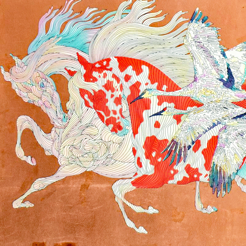 It Takes Two - Limited Edition Serigraph on Paper Hand Embellished with Bronze Leaf by Guillaume Azoulay