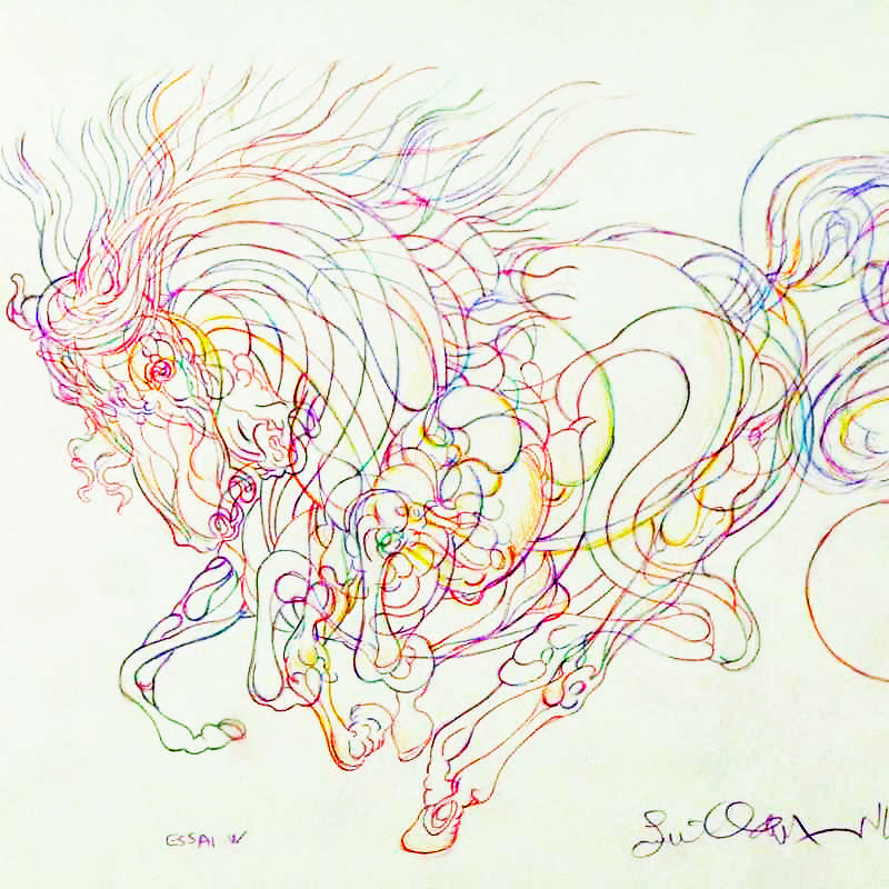 Essai W Guillaume Azoulay Original Color Pencil Drawing Artist Hand Signed and Framed