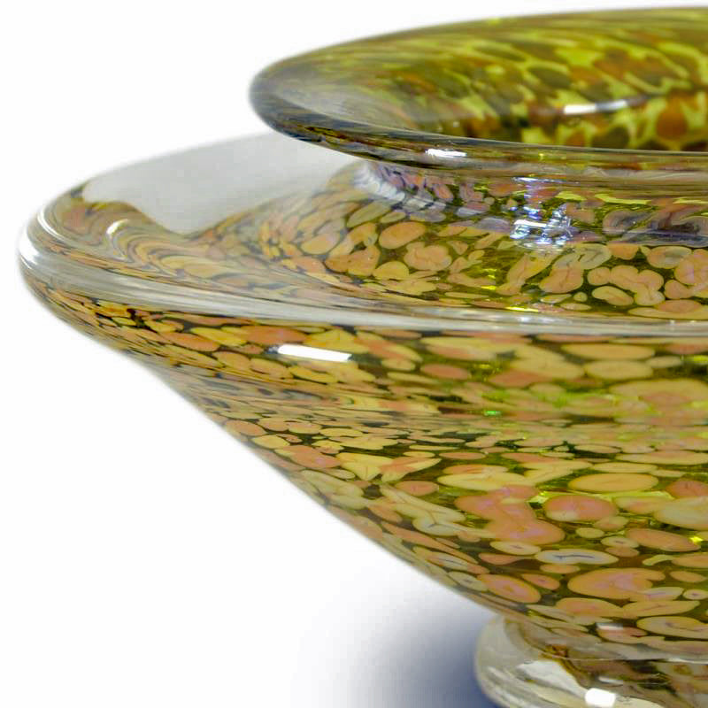 Ikebana Flower Bowl GartnerBlade Hand Blown Glass Sculpture Artists Stephen Gatner and Danielle Blade Hand Signed