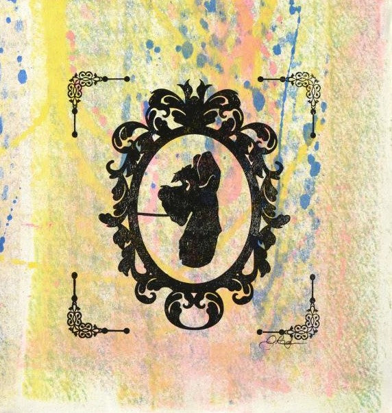 Lady and the Tramp Gail Rodgers Acrylic Silkscreen Painting on Canvas from her Mirror Mirror Series Artist Hand Signed