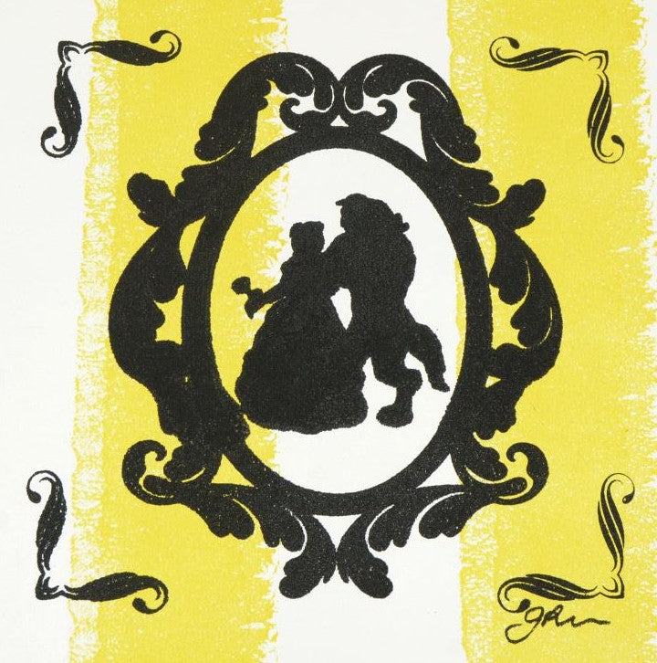 Beauty and the Beast Gail Rodgers Acrylic Silkscreen Painting on Canvas from her Mirror Mirror Series Artist Hand Signed