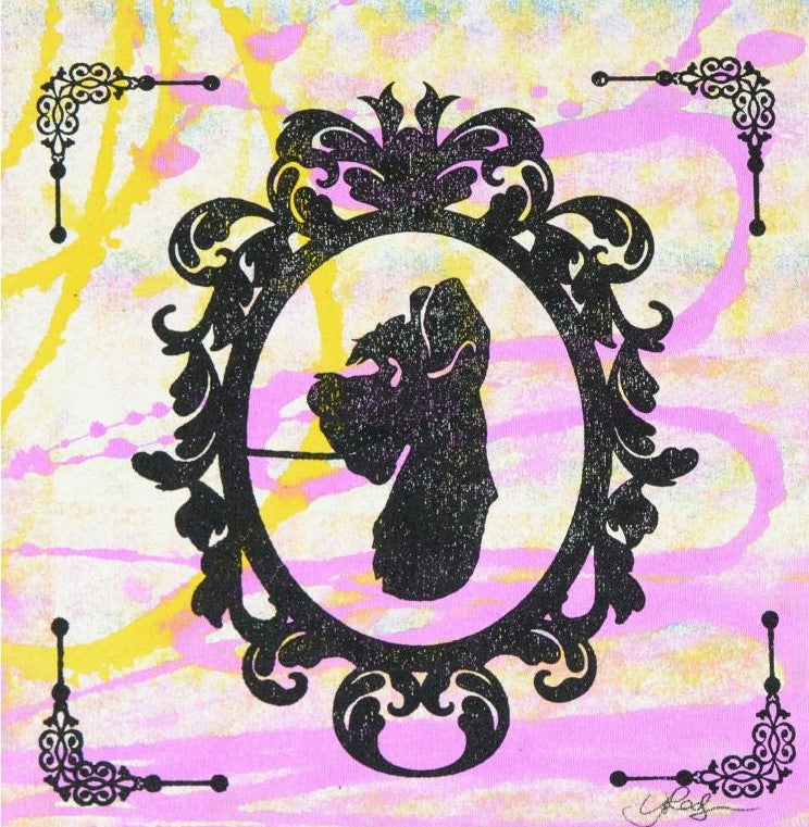 Lady and the Tramp Gail Rodgers Acrylic Silkscreen Painting on Canvas from her Mirror Mirror Series Artist Hand Signed