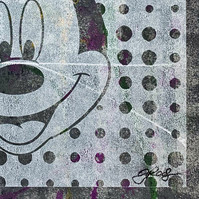 Mickey Mouse Gail Rodgers Acrylic Silkscreen Painting on Canvas Artist Hand Signed